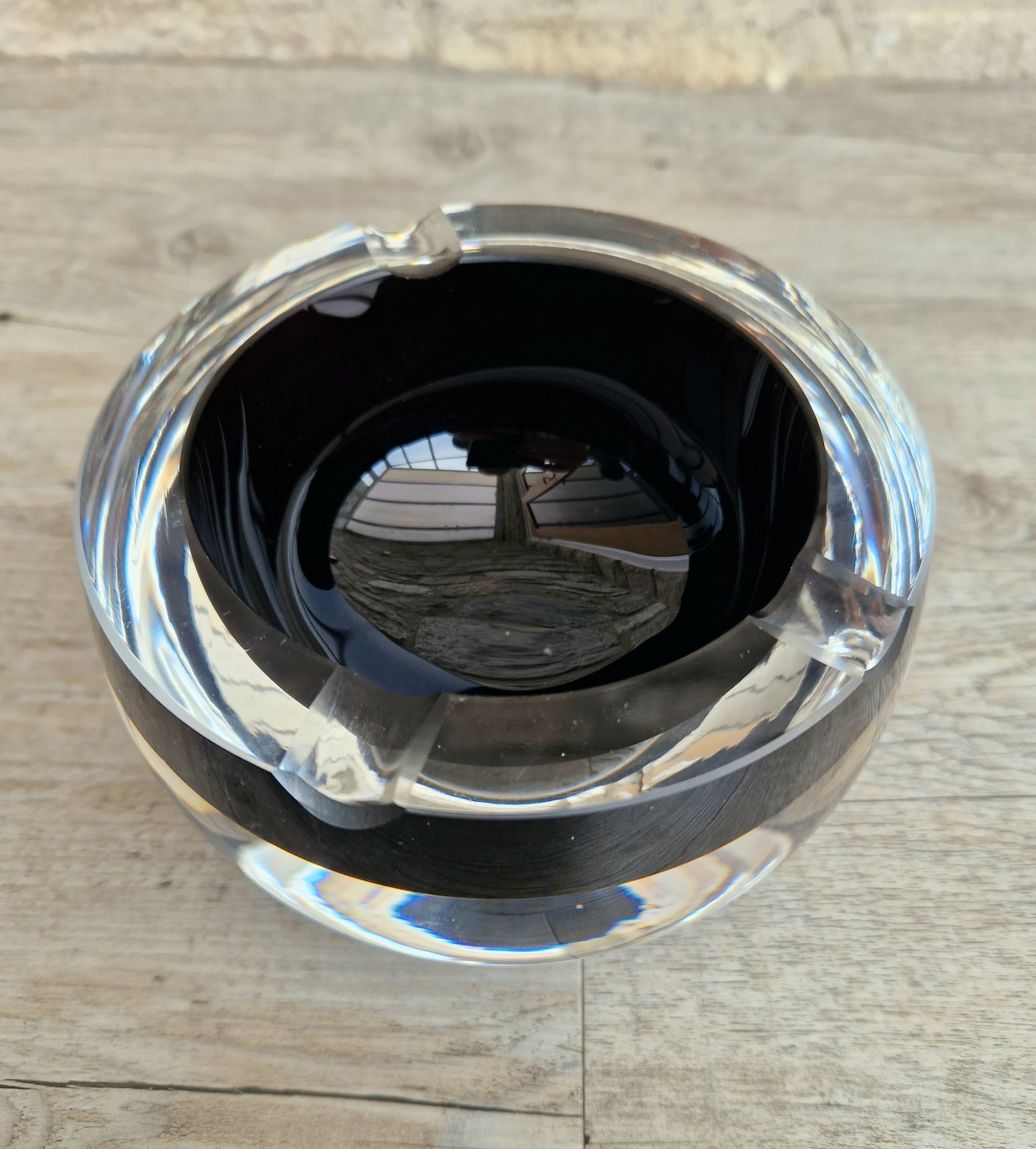 Large 1960's Vintage Antonio da Ros Murano Glass Cigar Ashtray Cenedese Black Sommerso