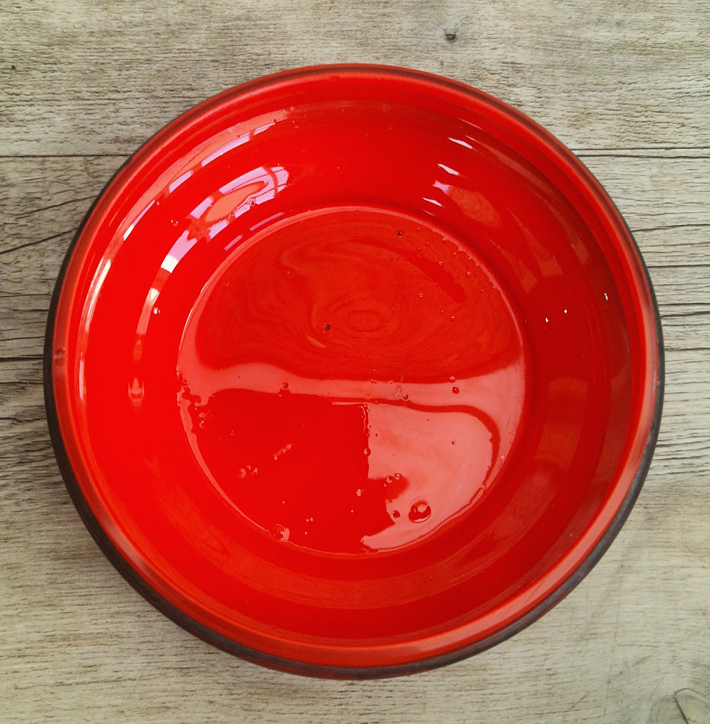 Art Deco Bohemian Red Black Hooped Glass Powder Box Covered Vanity Jar Jar Lid 12cm