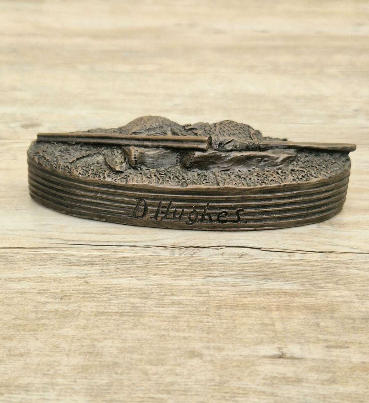 David Hughes Cold Cast Resin Paperweight Hunting Apparel Bag & Pheasant Collectors Desk Ornament.