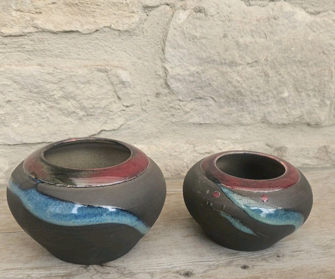Vintage Michael Cho Vases Vase Raku Fired Art Pottery Postmodern 80s /90s Era 2