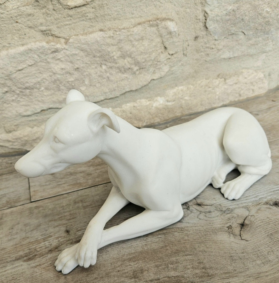 Vintage White Resin Greyhound Sculpture Figurine Ornament Elegant Dog Statue Collectible Decor