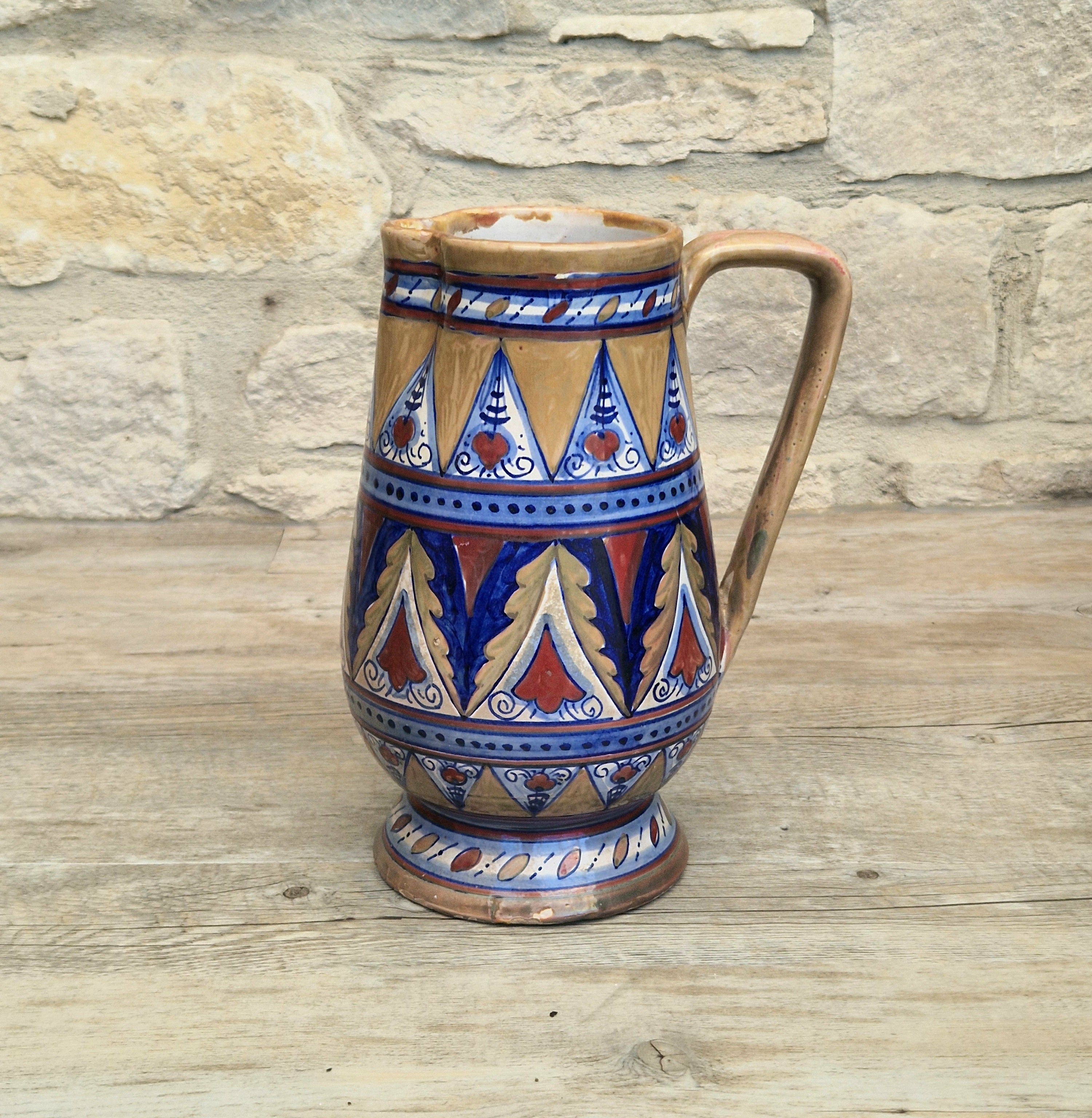 Art Deco Alberto Rubboli Italian Majolica Pitcher Jug Gualdo Tadino Italy Antique 1920