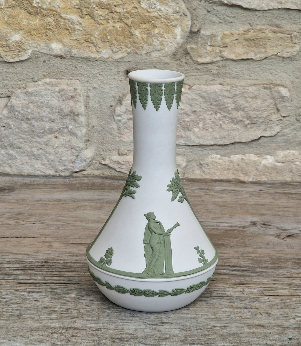 Vintage Wedgwood Jasperware Sage on White Parnassus Vase