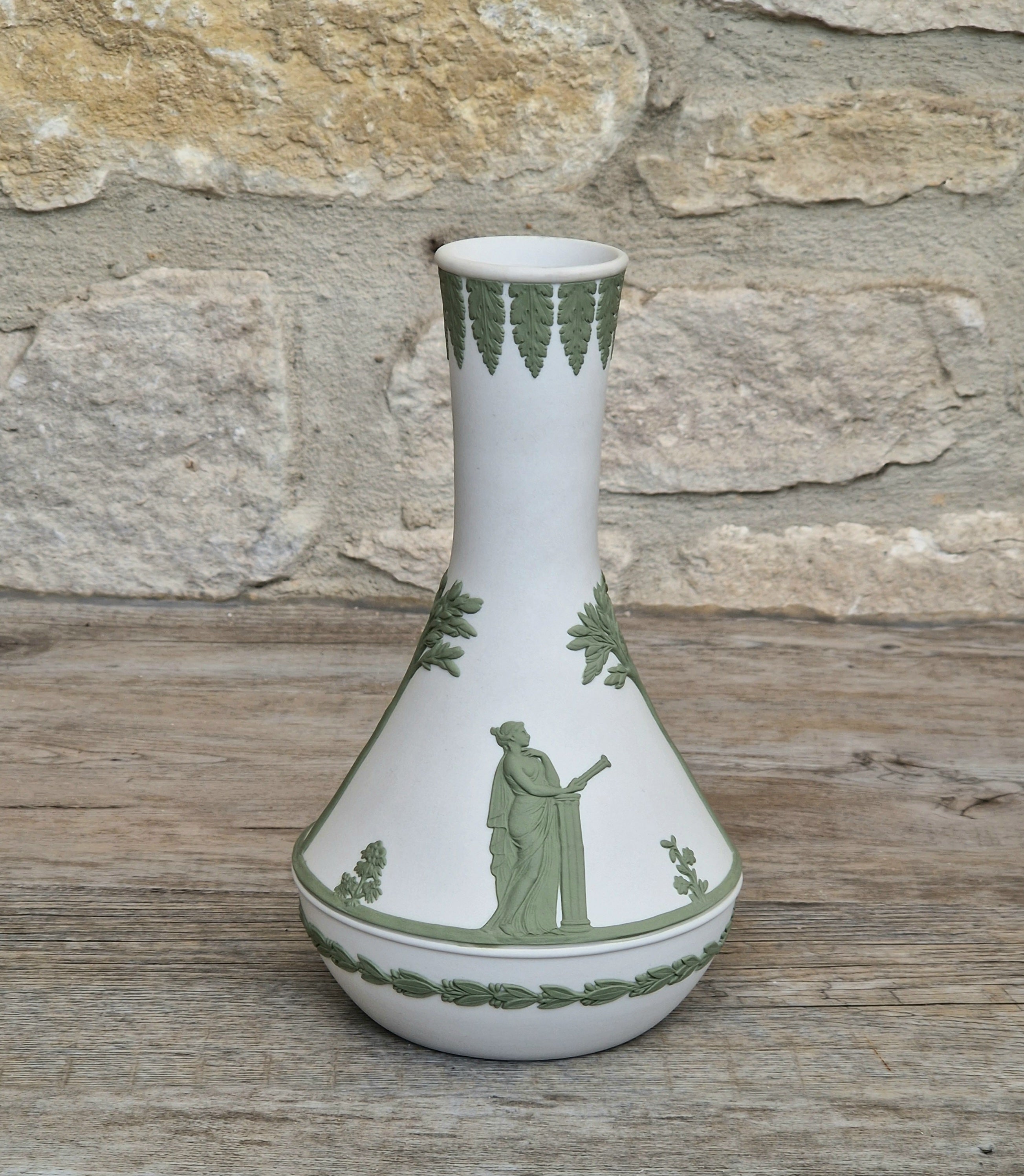 Vintage Wedgwood Jasperware Sage on White Parnassus Vase