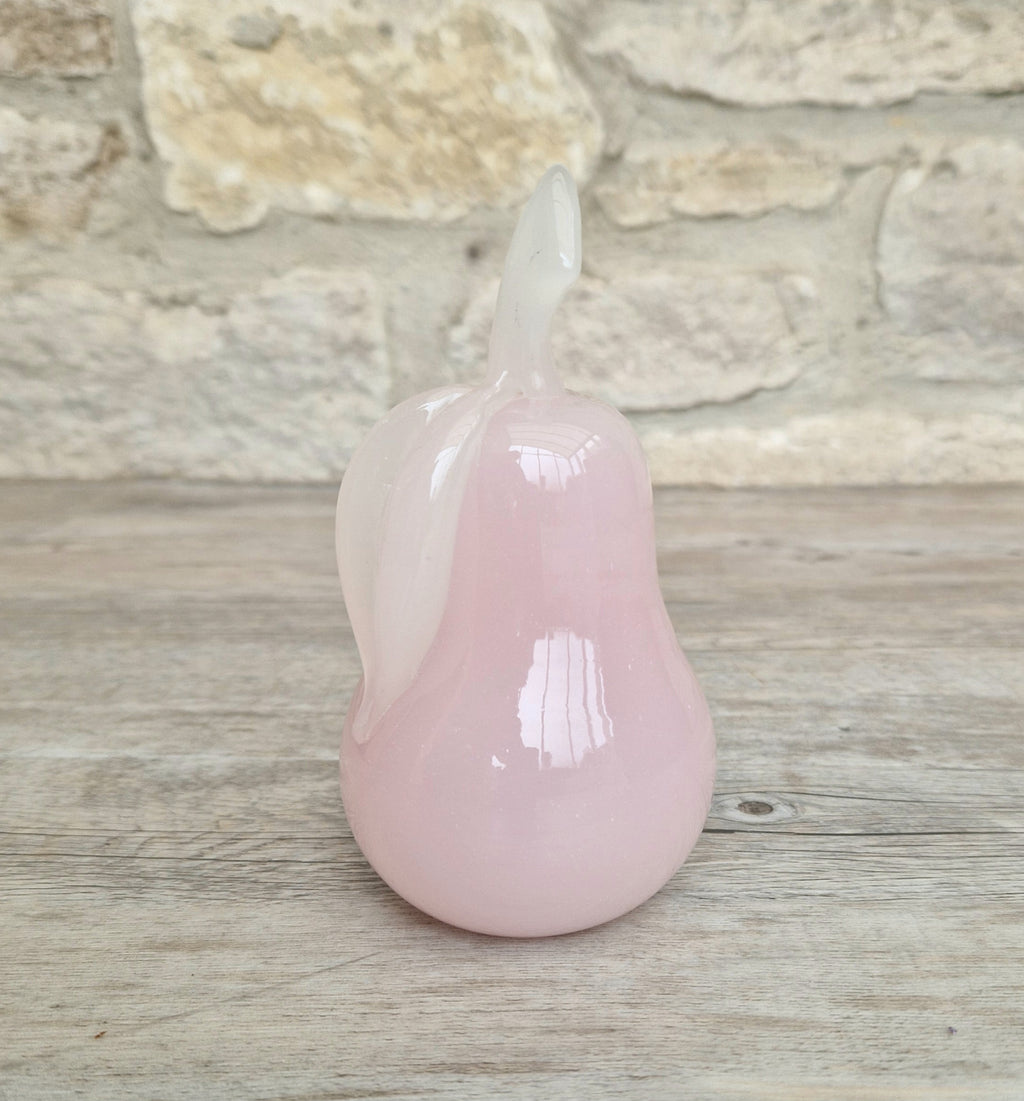 Pink Murano Glass Pear Ornament Archimede Seguso Alabastro Opaline 1950's Vintage Rare