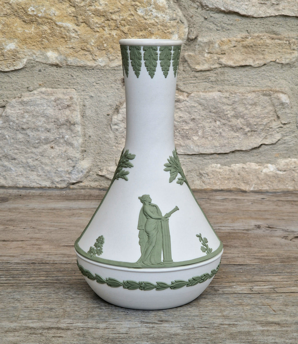 Vintage Wedgwood Jasperware Sage on White Parnassus Vase
