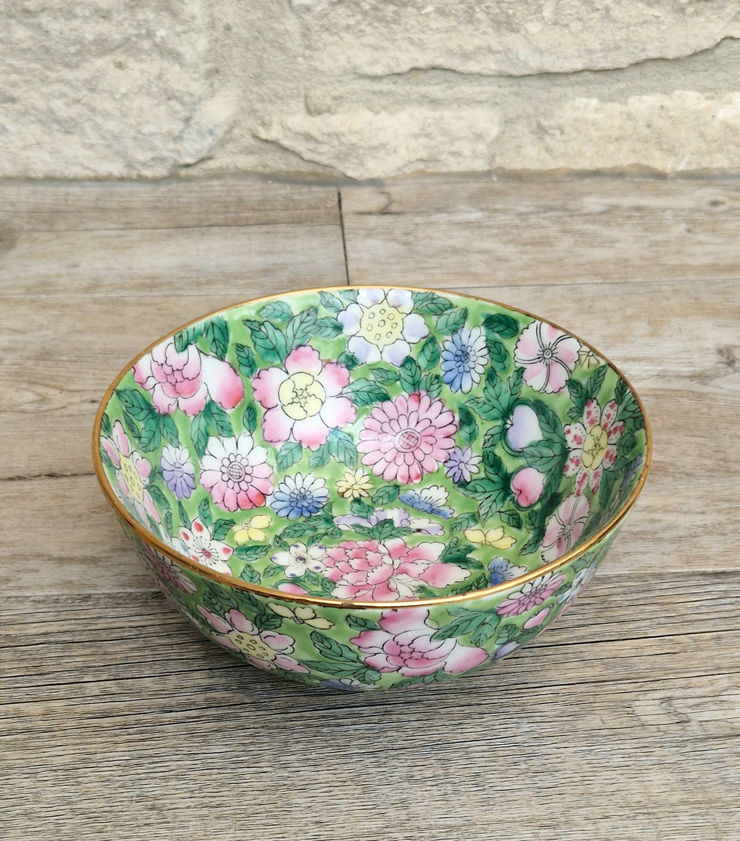 Chinese Republic Period 'Mille Fleur' Porcelain Bowl All-Over Hand-Painted Famille Rose 6" Decorative Bowl