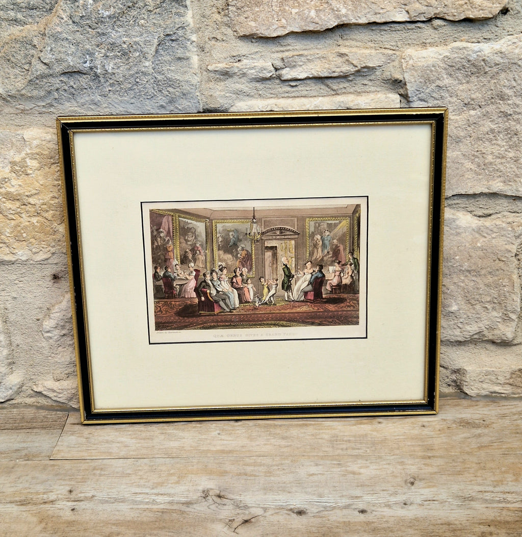Thomas Rowlandson Lithograph Print 'Quae Genus, Gives A Grand Party' Framed Wall Art