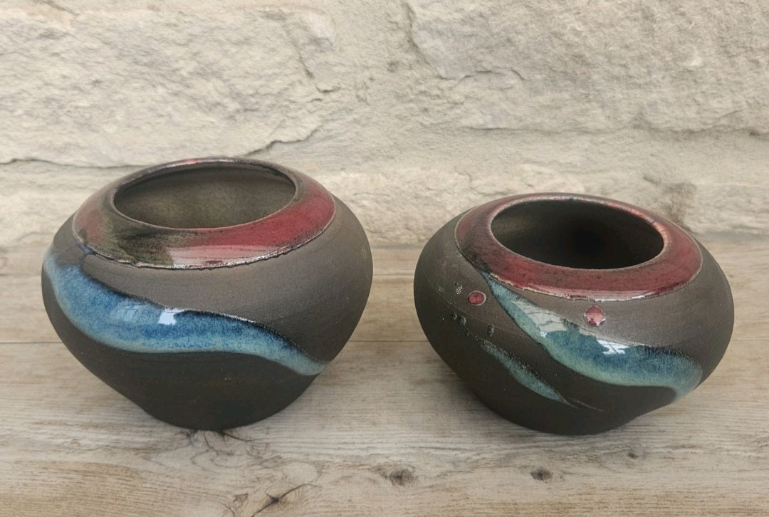 Vintage Michael Cho Vases Vase Raku Fired Art Pottery Postmodern 80s /90s Era 2