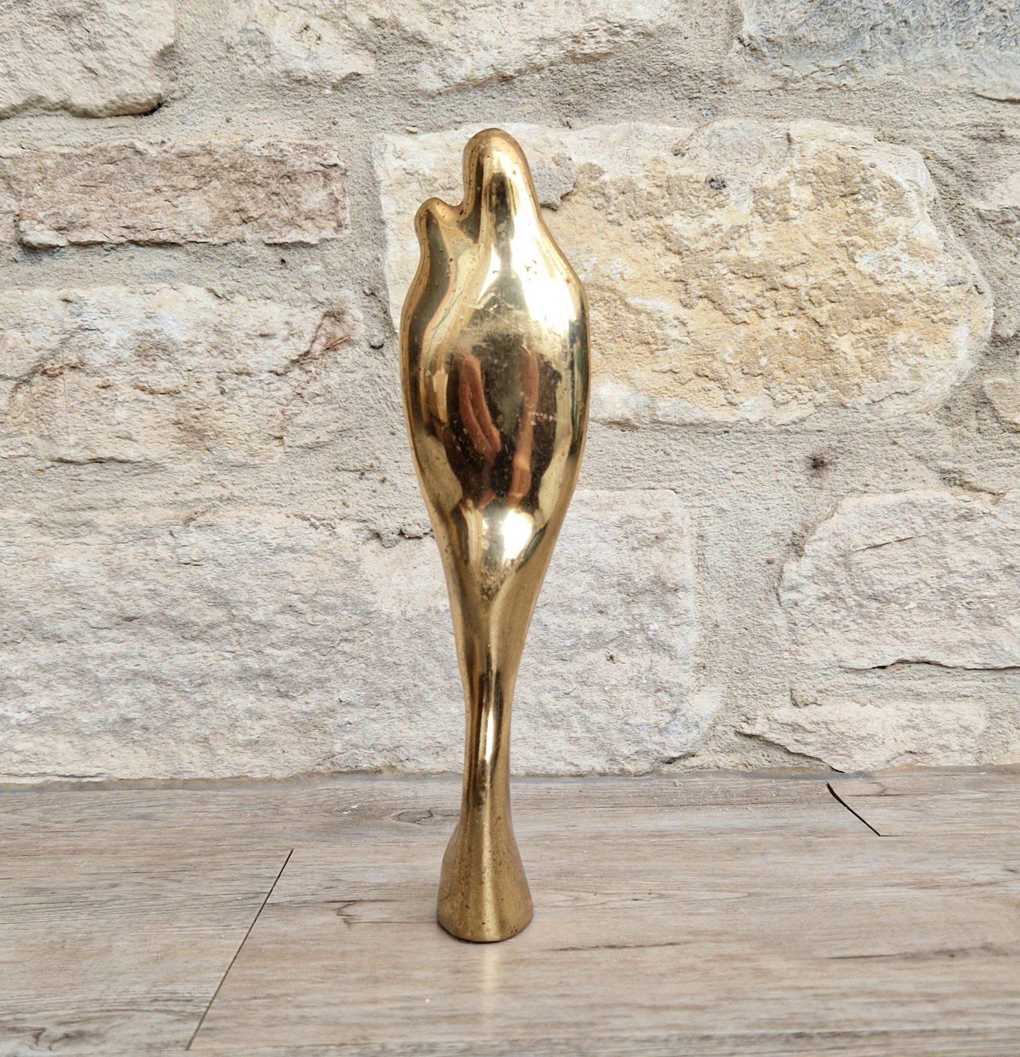 Solid Bronze 'Mother & Child' Figure Biomorphic Abstract 1970s Organic Sculpture Vintage 1.2kg