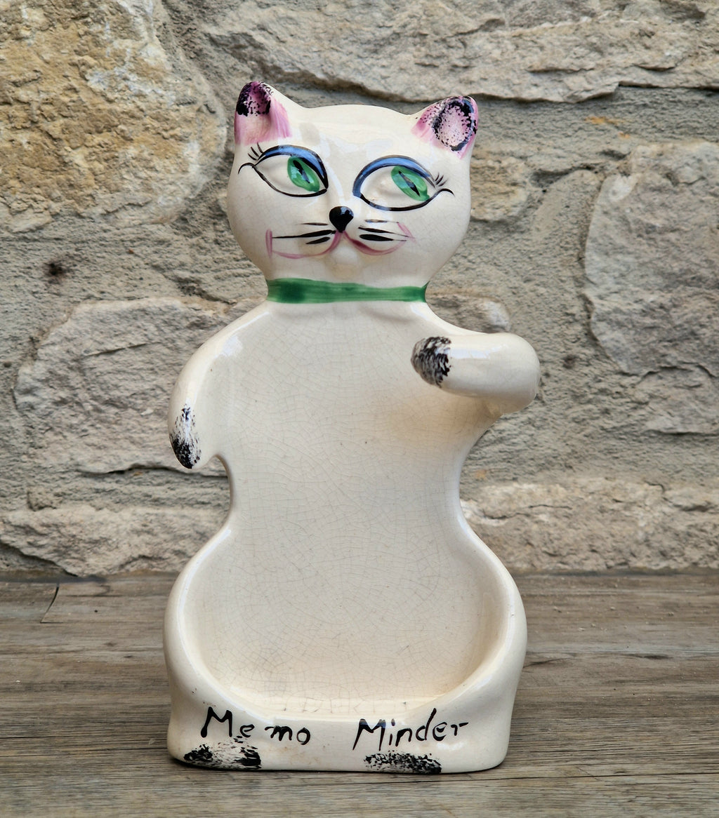 Cat Memo Minder Notepad Holder Midcentury Ceramic Stylised Cat Howard Holt Style