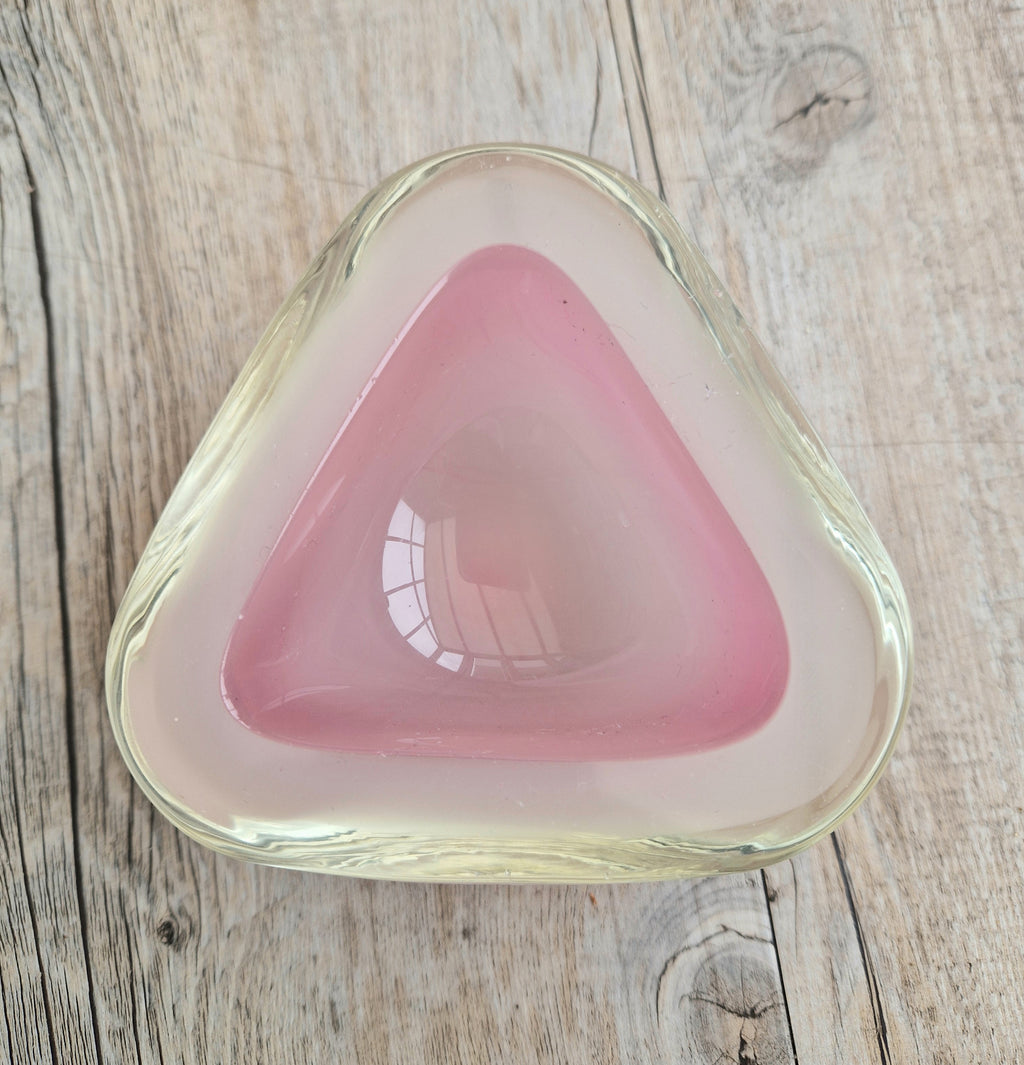 Archimede Seguso Opaline Pink Geode Bowl Murano Glass 1950's Italy