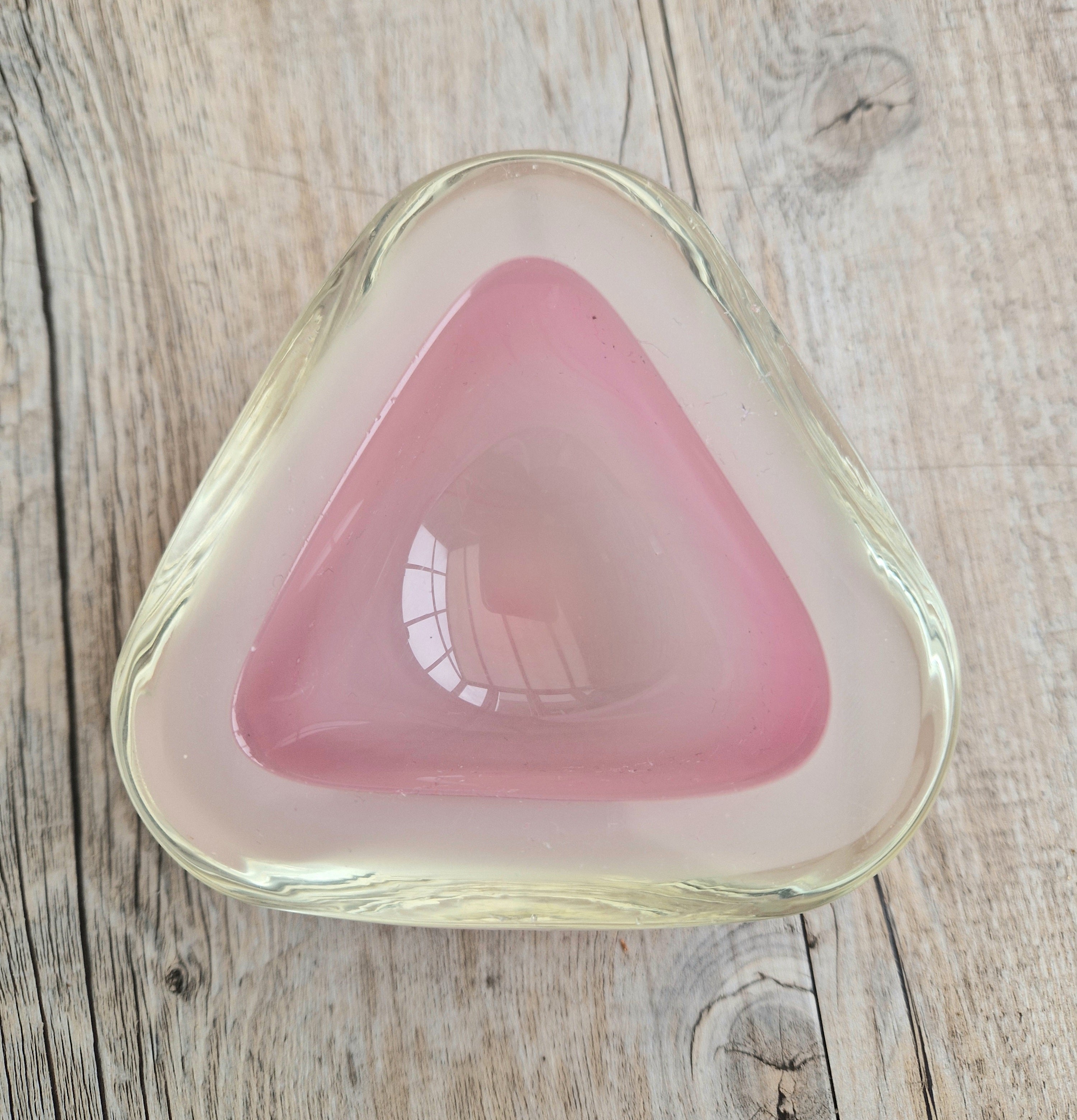 Archimede Seguso Opaline Pink Geode Bowl Murano Glass 1950's Italy