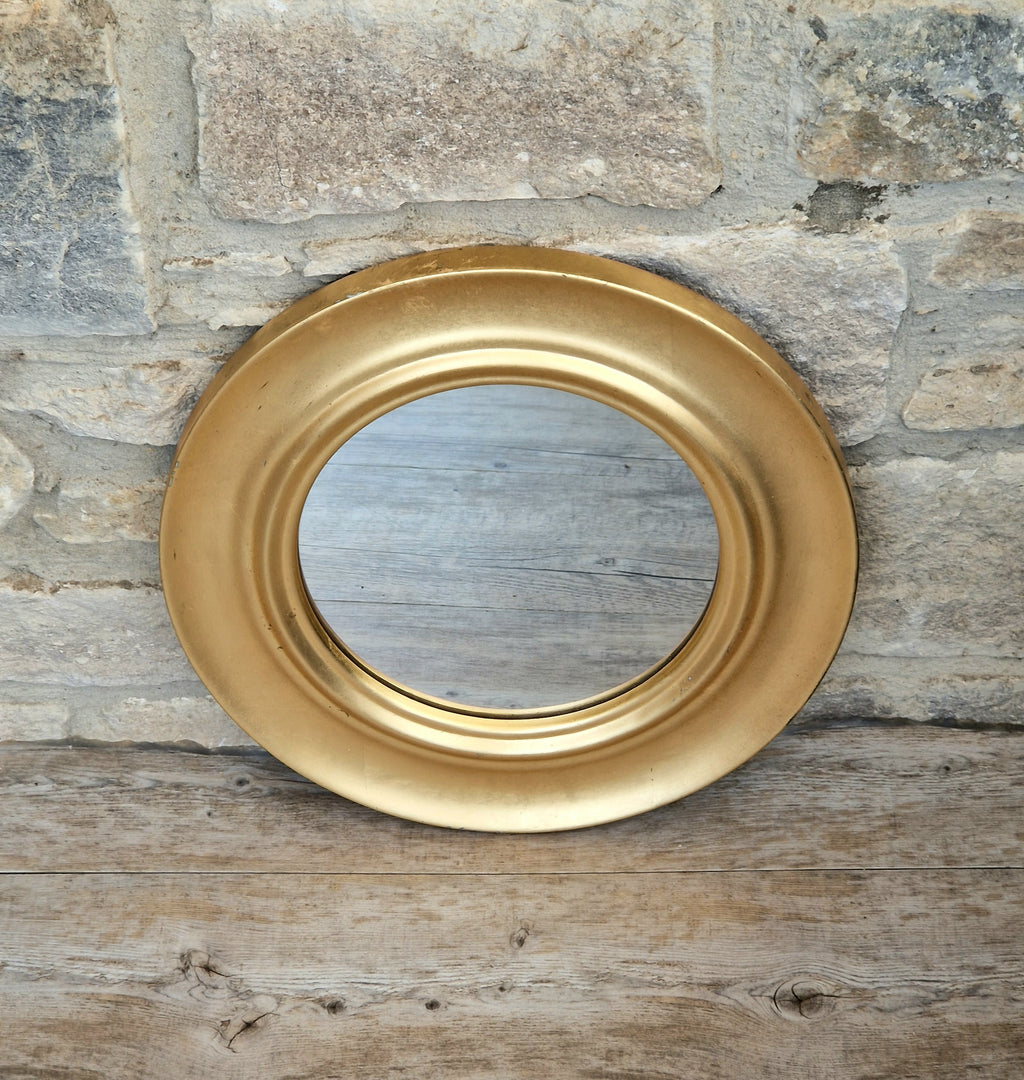 Vintage Gold Gilt Frame Round Wall Mirror Resin 33cm Diameter Hollywood Regency
