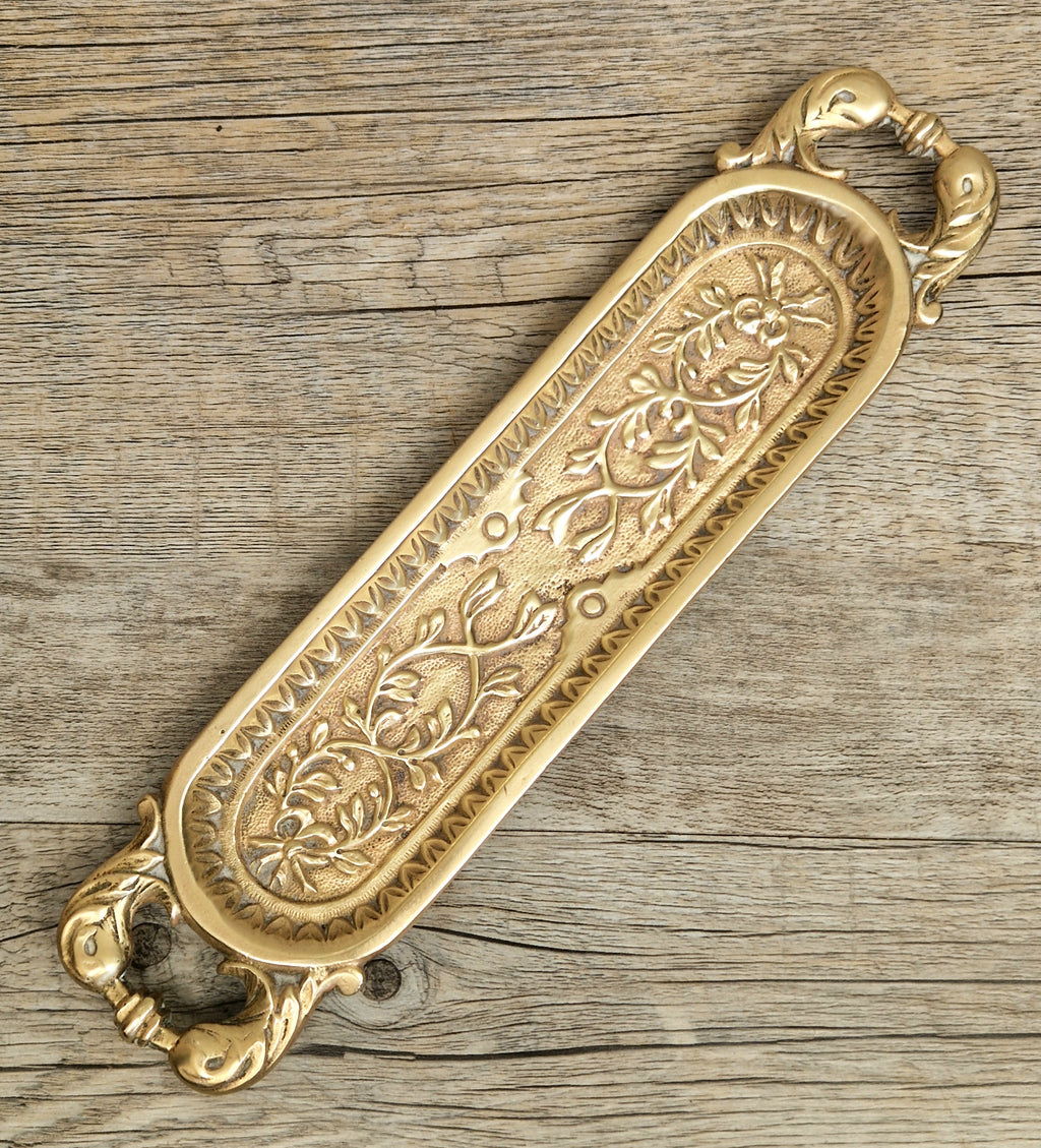 Antique French Cast Brass Pen Tray DL Déposé Ornate Rococo Desk Organizer Tidy 1890