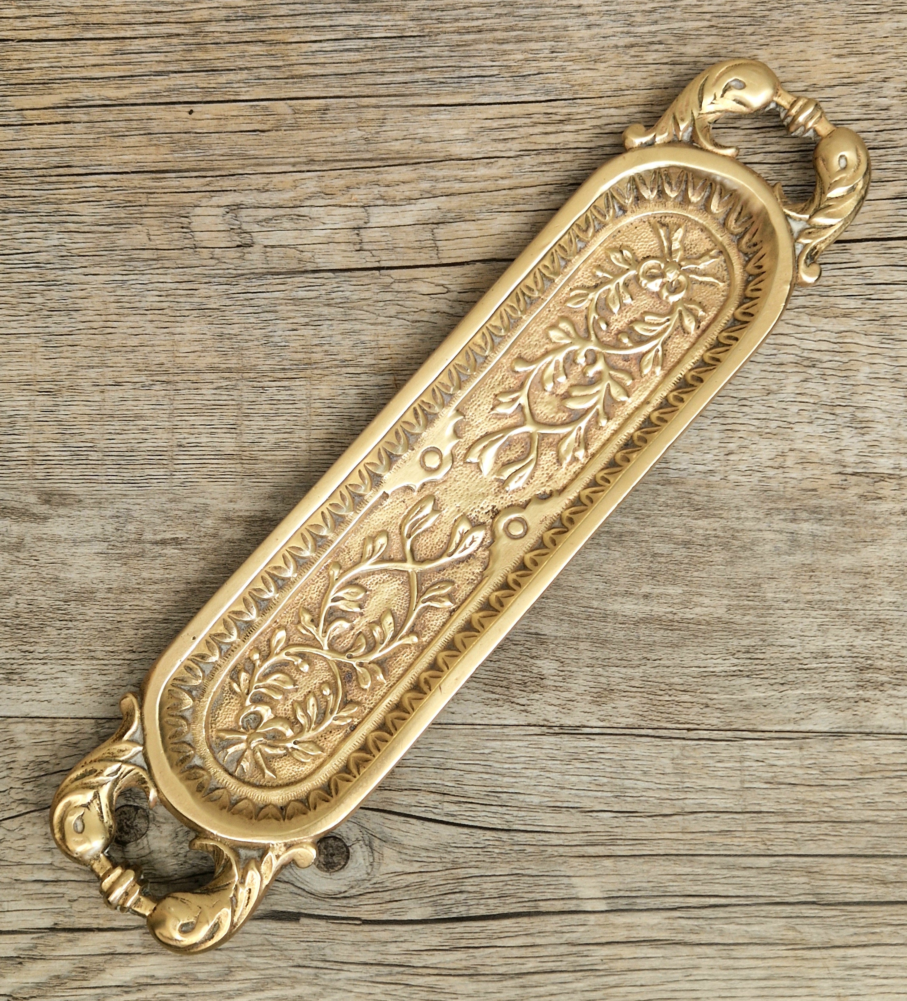 Antique French Cast Brass Pen Tray DL Déposé Ornate Rococo Desk Organizer Tidy 1890