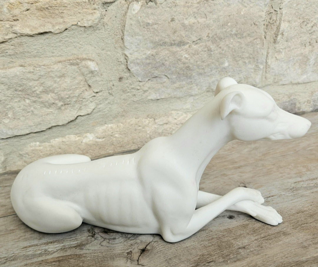 Vintage White Resin Greyhound Sculpture Figurine Ornament Elegant Dog Statue Collectible Decor