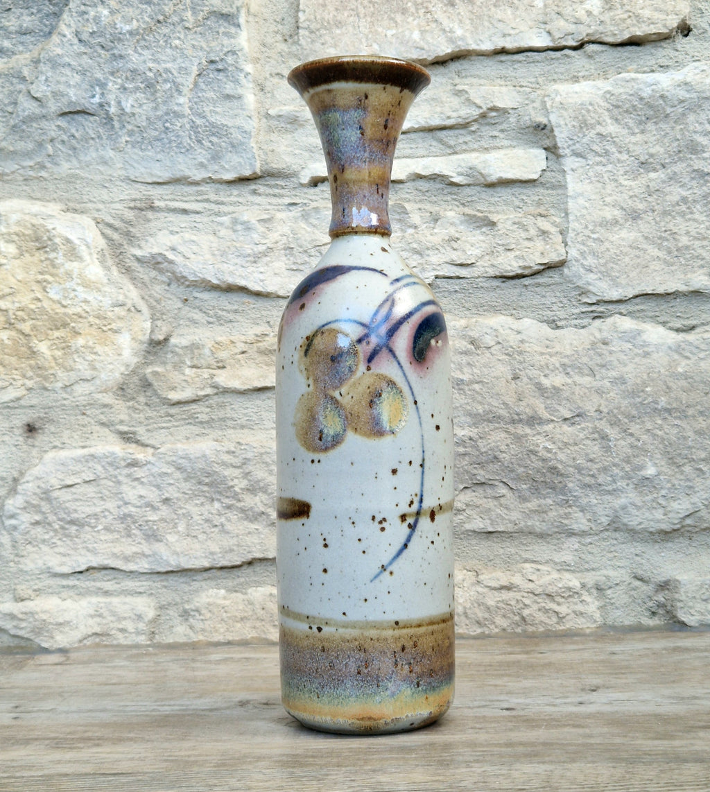 Vintage Oldrich Asenbryl Sarn Pottery 28cm Stoneware Bottle Vase Welsh Studio Ceramic 1970s