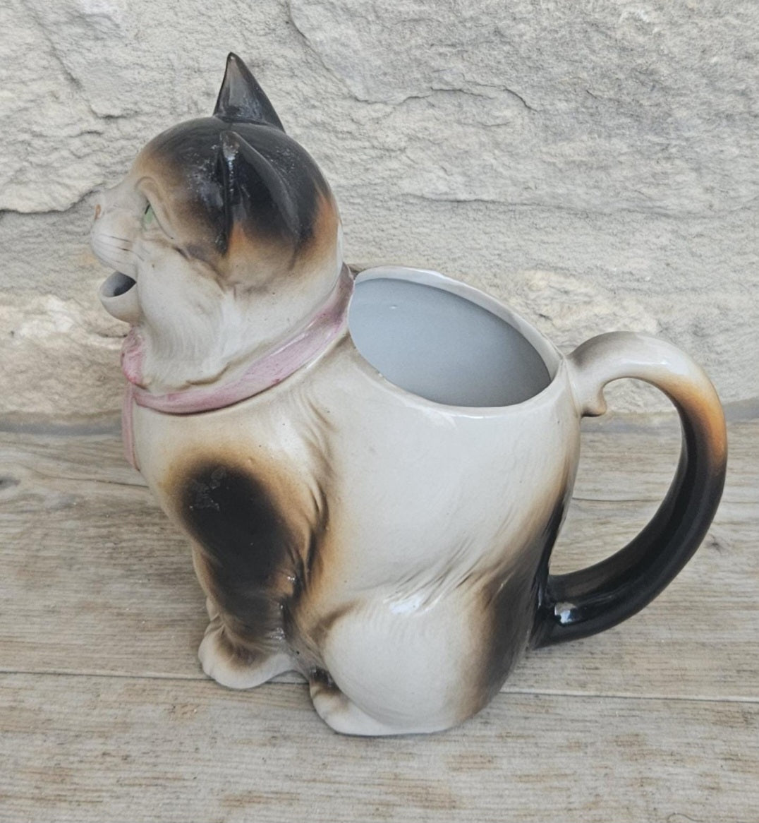 Antique Cat Creamer Jug Schafer & Vater German Porcelain Whimsical Collectible