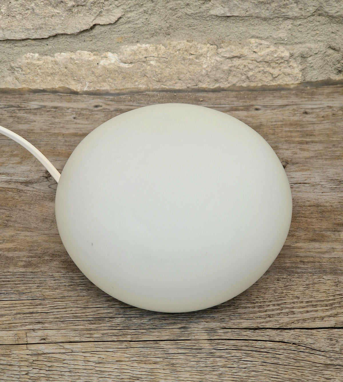 Vintage Habitat Glass Pebble Table Lamp Frosted White 12cm Minimalist Retro Ambient Desk Light