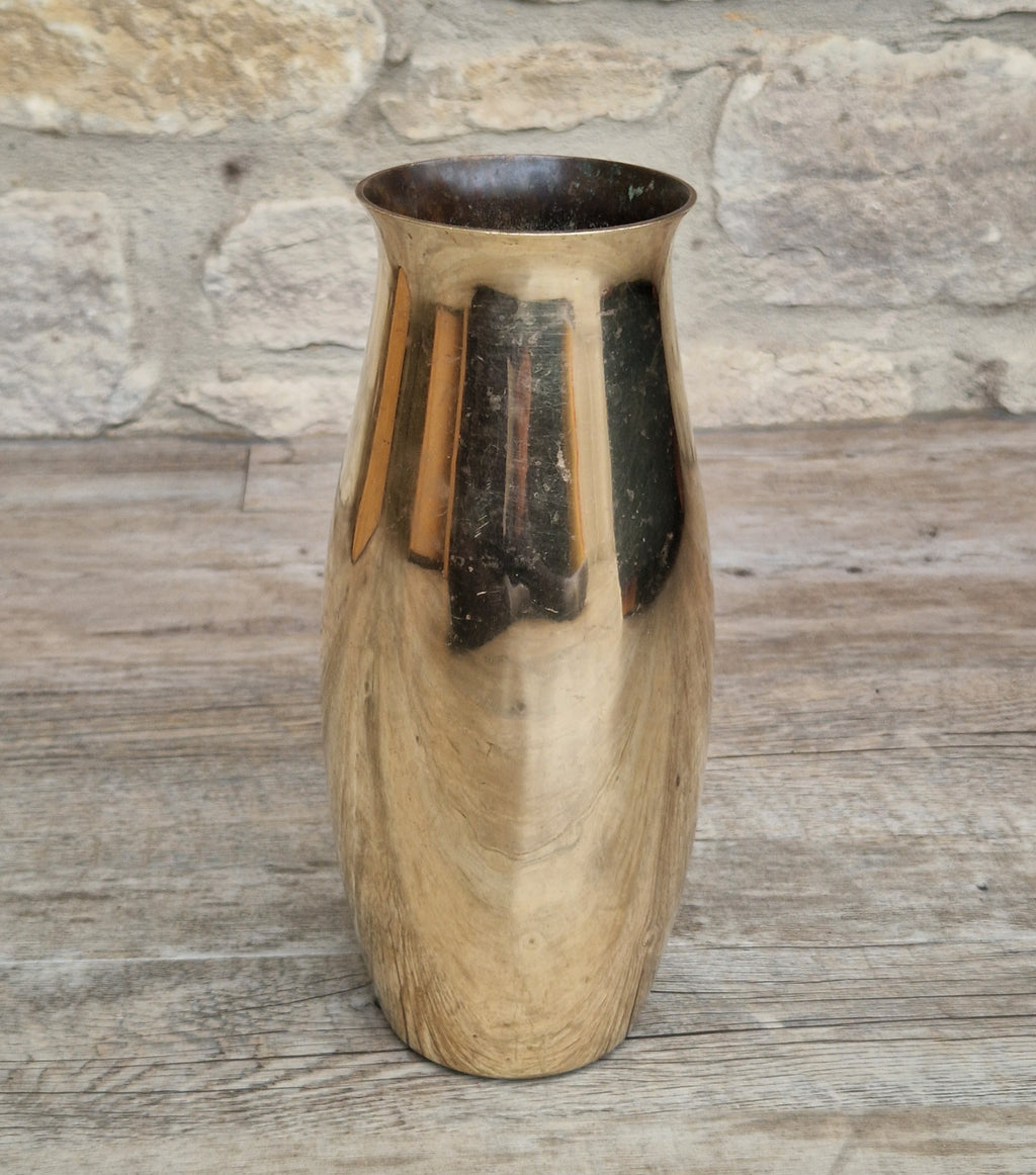 Art Deco Heavy Brass Baluster Vase Weighted Base Antique Brass Decor