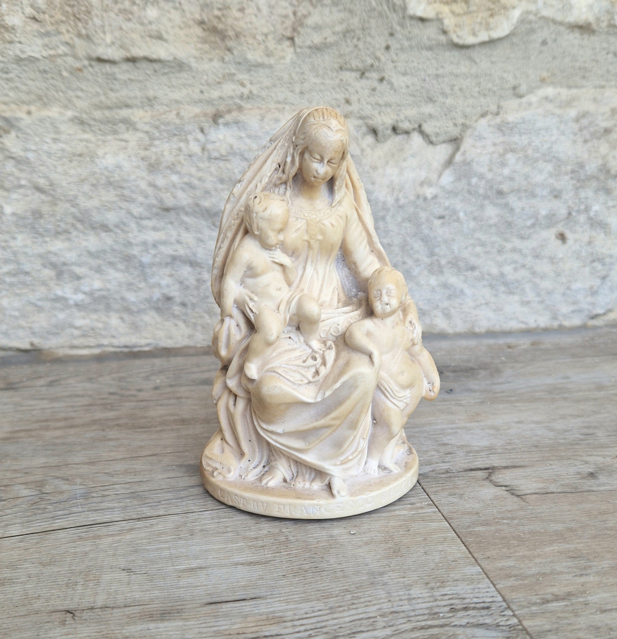 19th Century Antique Meerschaum Figurine Madonna & Child, St John Cherub. Hand-Carved Italian Grand Tour.