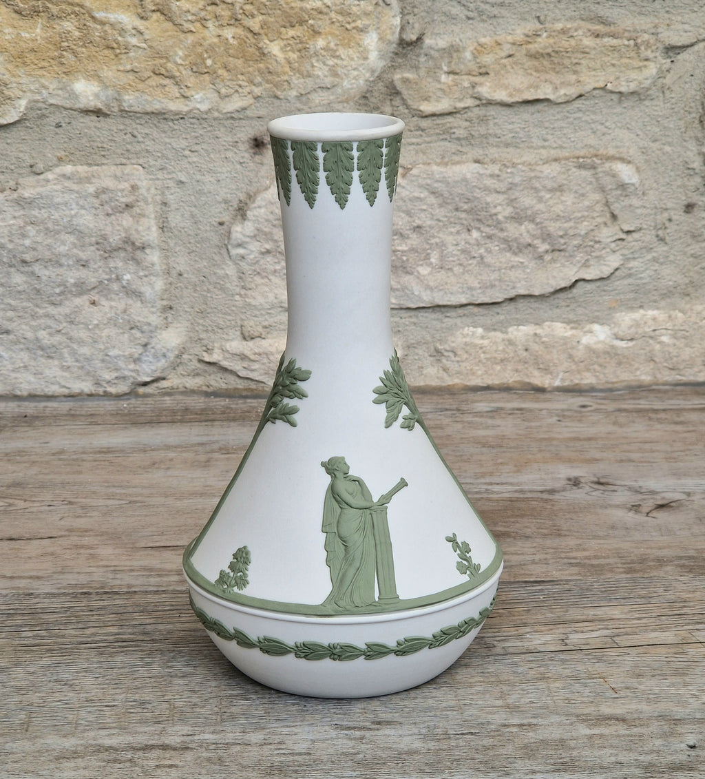 Vintage Wedgwood Jasperware Sage on White Parnassus Vase