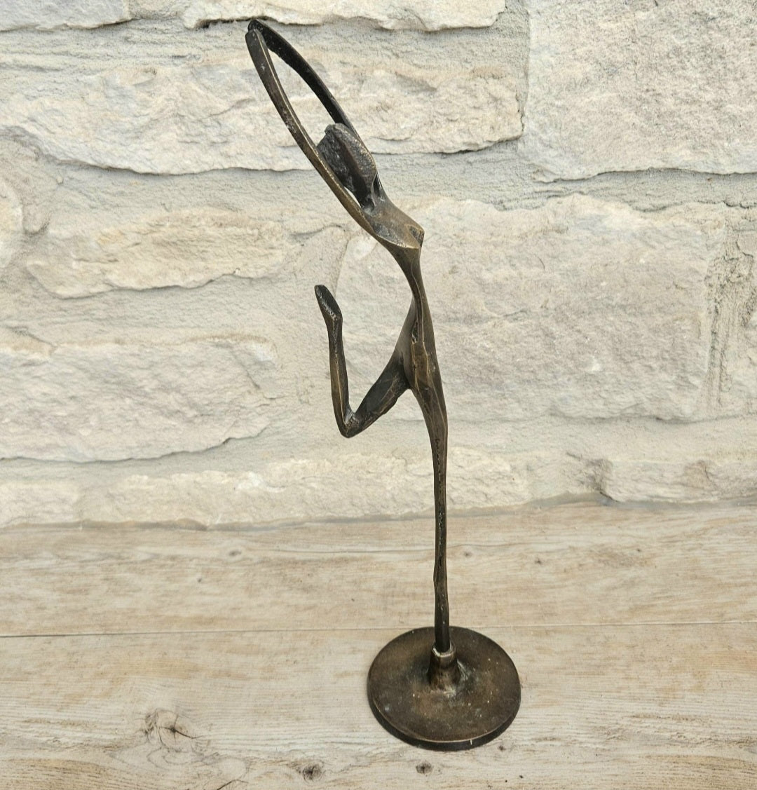 Vintage Metal Modernist Dancer Ballerina Woman Statue Figurine Sculpture Art 30cm Tall