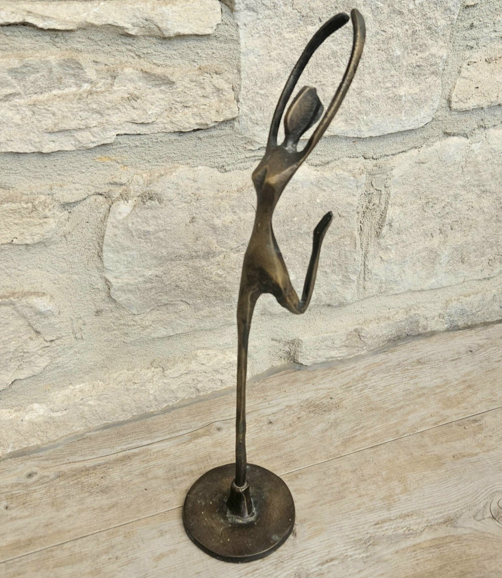 Vintage Metal Modernist Dancer Ballerina Woman Statue Figurine Sculpture Art 30cm Tall