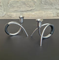 Danish Modern Miniature Silver Plated Candlesticks Carl F. Christiansen Pair