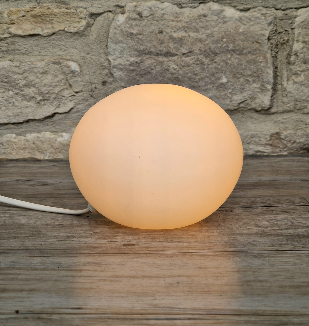 Vintage Habitat Glass Pebble Table Lamp Frosted White 12cm Minimalist Retro Ambient Desk Light