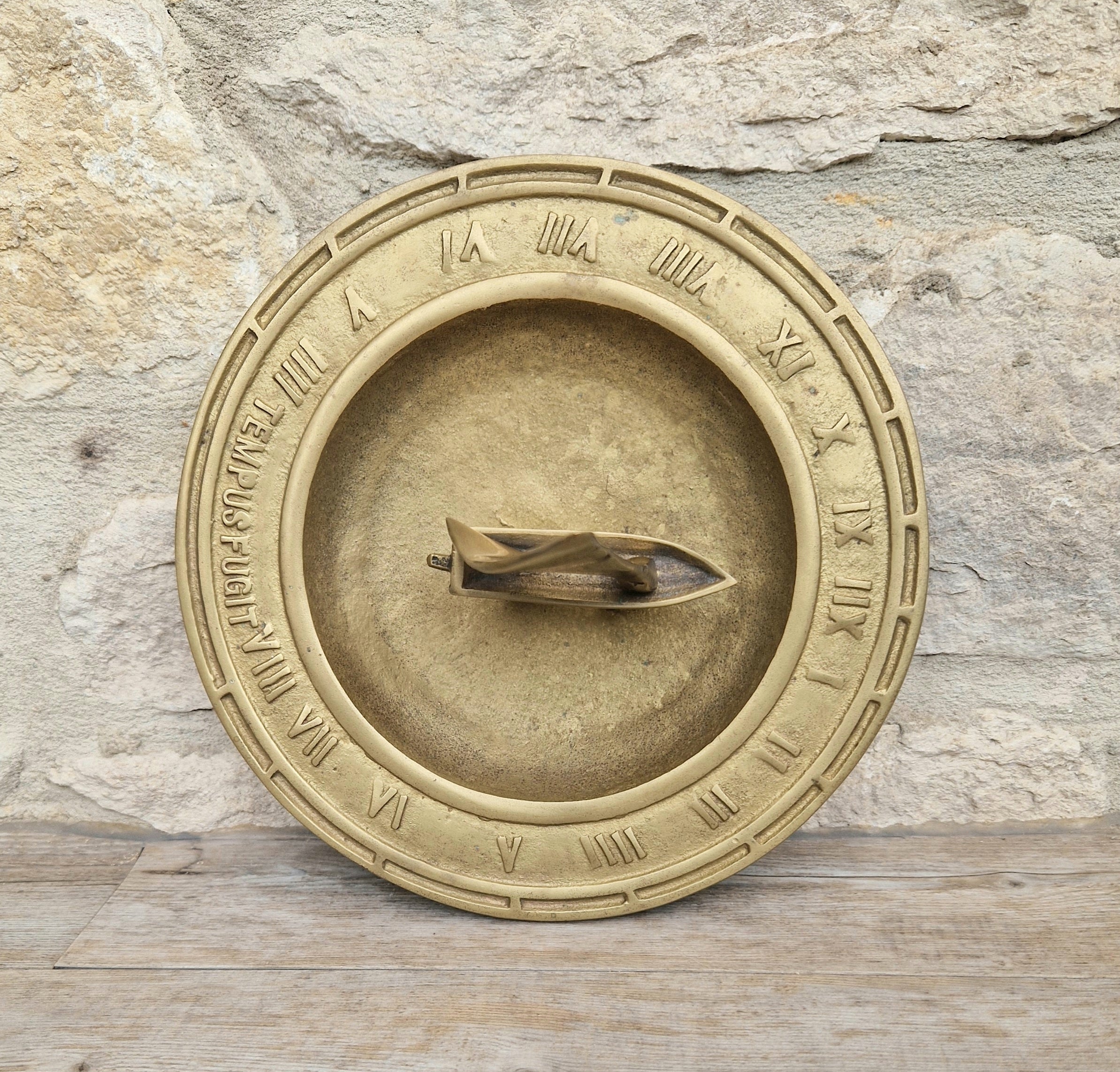 Bronze & Brass Sailing Boat Birdbath Sundial Vintage Garden Ornament