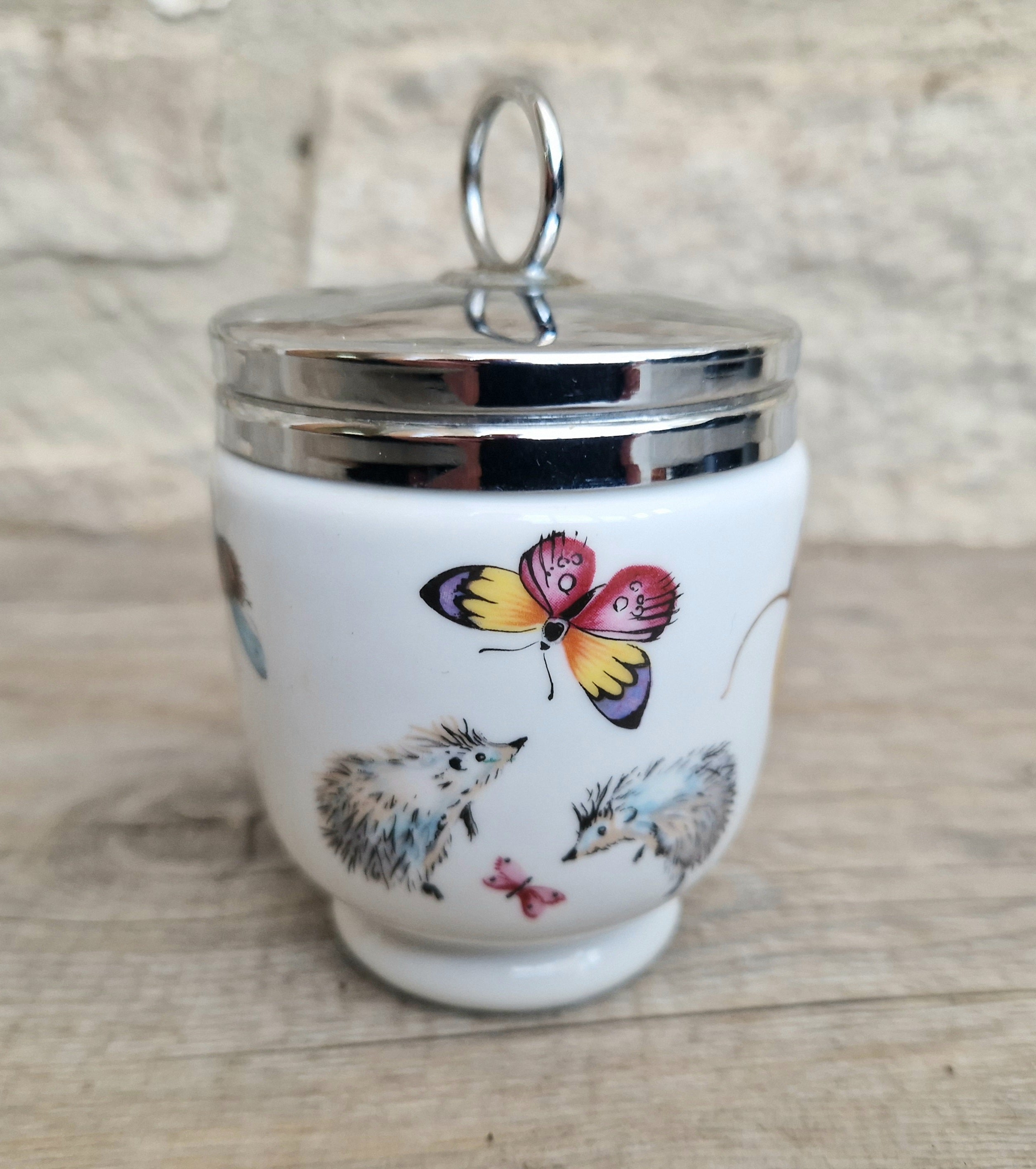 Vintage Royal Worcester Double Egg Coddler A Skipperty Tale Bunny & Bee Made in England