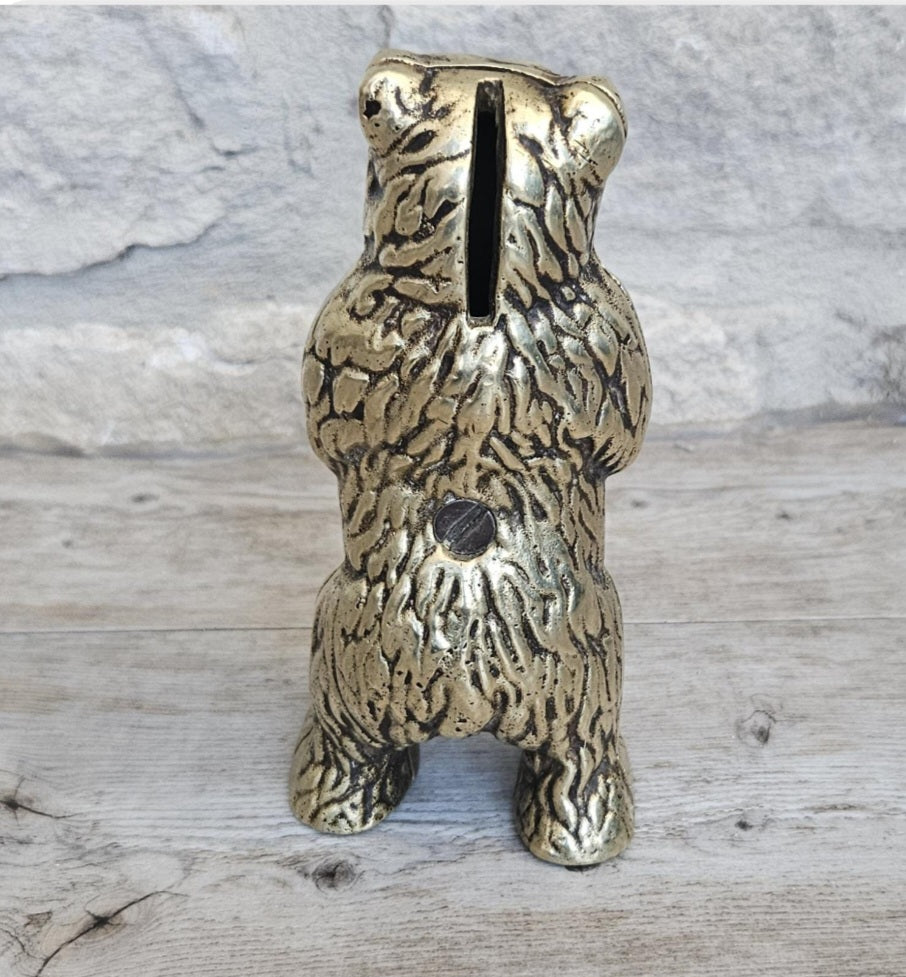 Brass Bear Money Box 15cm Tall Antique Victorian England