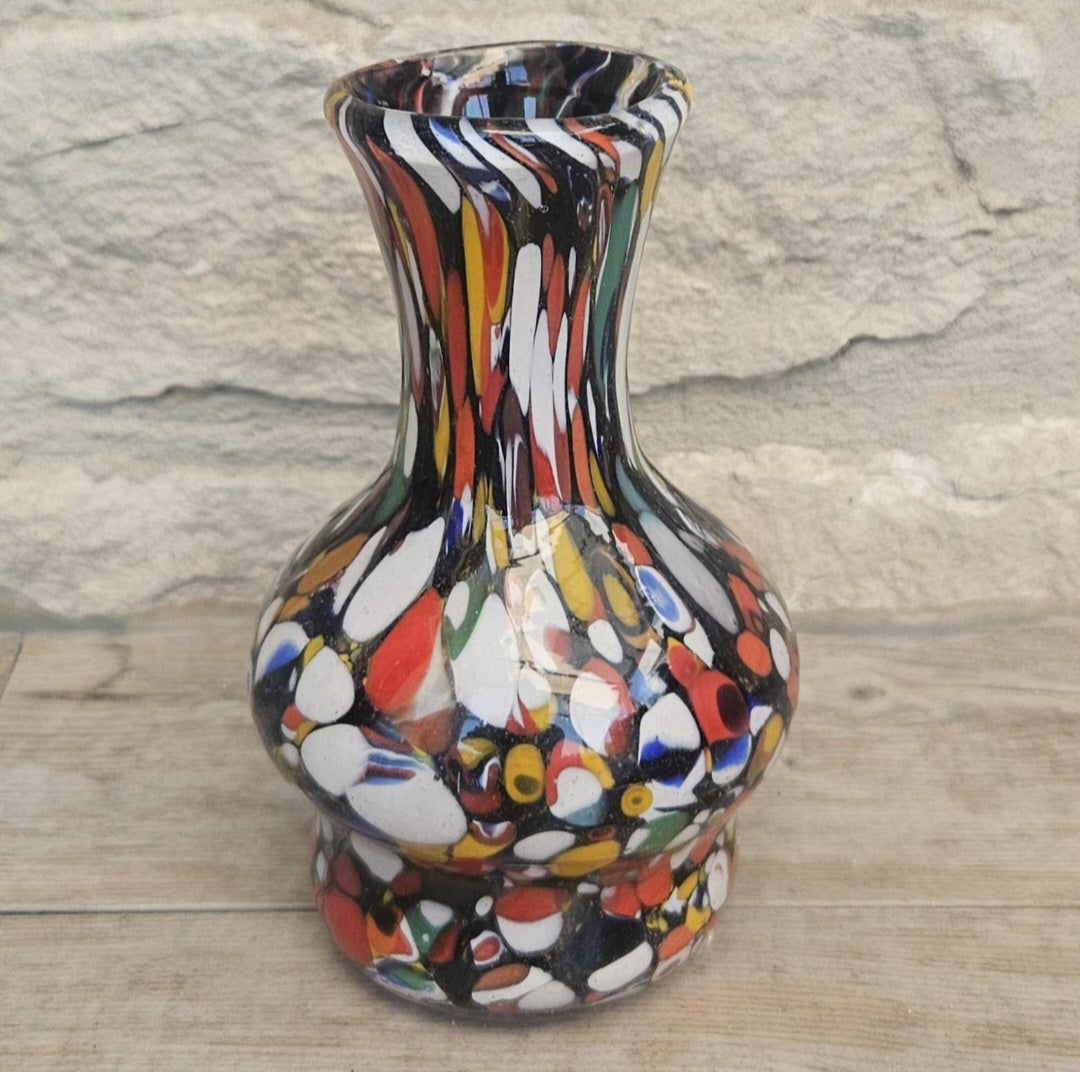 Vintage Italian Fratelli Toso Murano Vase 13cm Tall Multicoloured Hand Blown