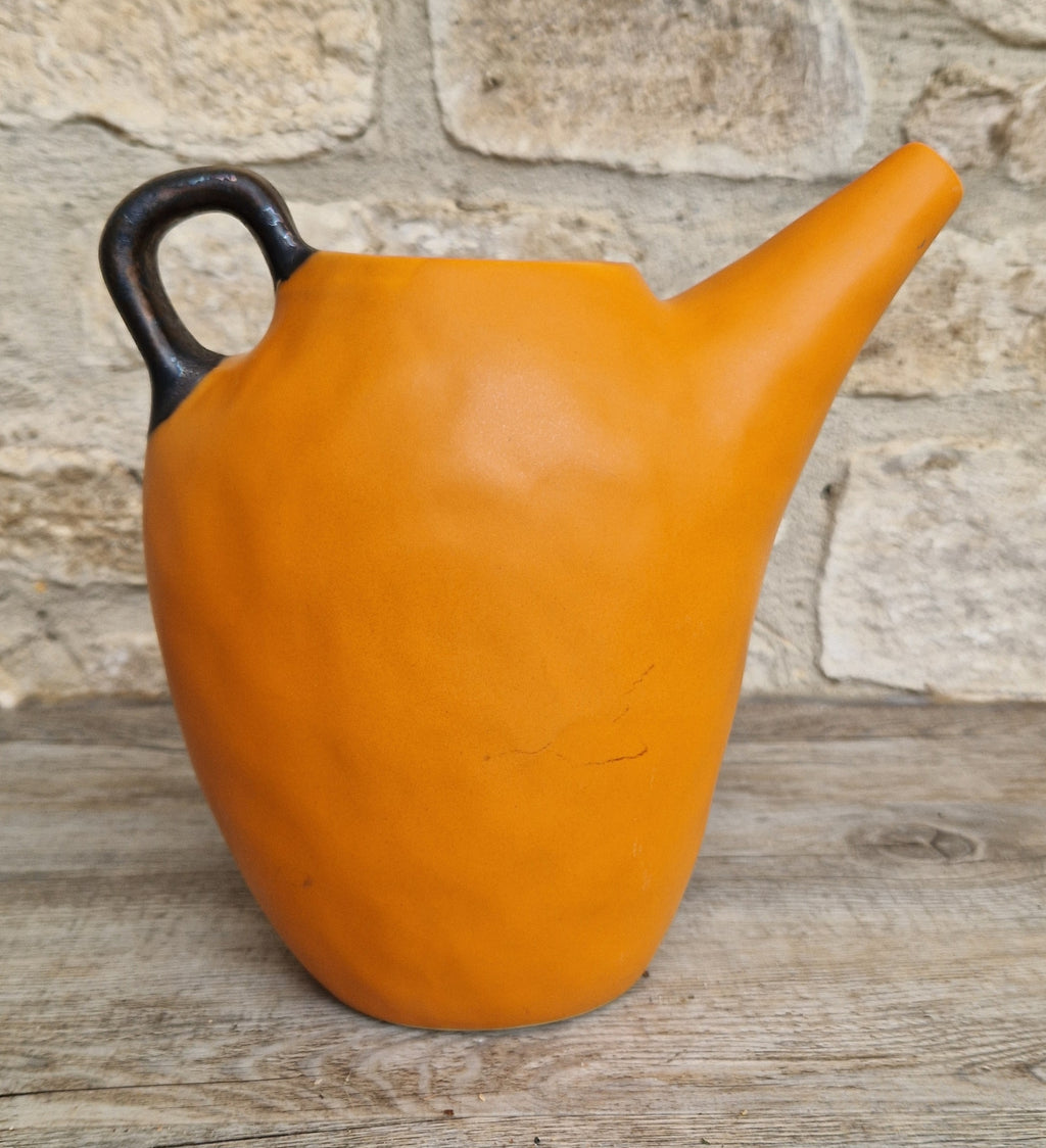 Large Habitat Water Jug Pitcher Burnt Orange Stoneware RARE Holds 1 .3/4 Litres