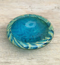 Mdina Glass Green Whirlpool Bowl Vintage 1970s Michael Harris Art Glass Malta