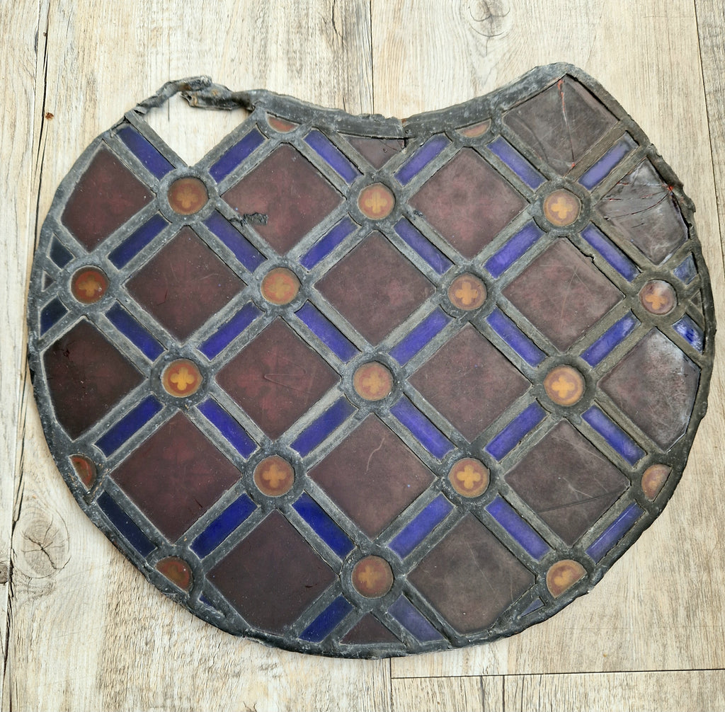 Rare Antique Early 19th Century French Gothic Revival Stained Glass Roundel Panel - Medieval Style Diaper Pattern