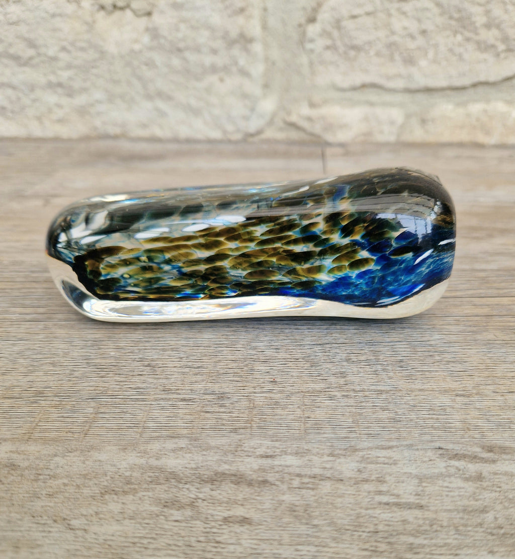 1980's Isle of Wight Art Glass 'Off the Shelf' Obelisk Paperweight Rare & Perfect With Label