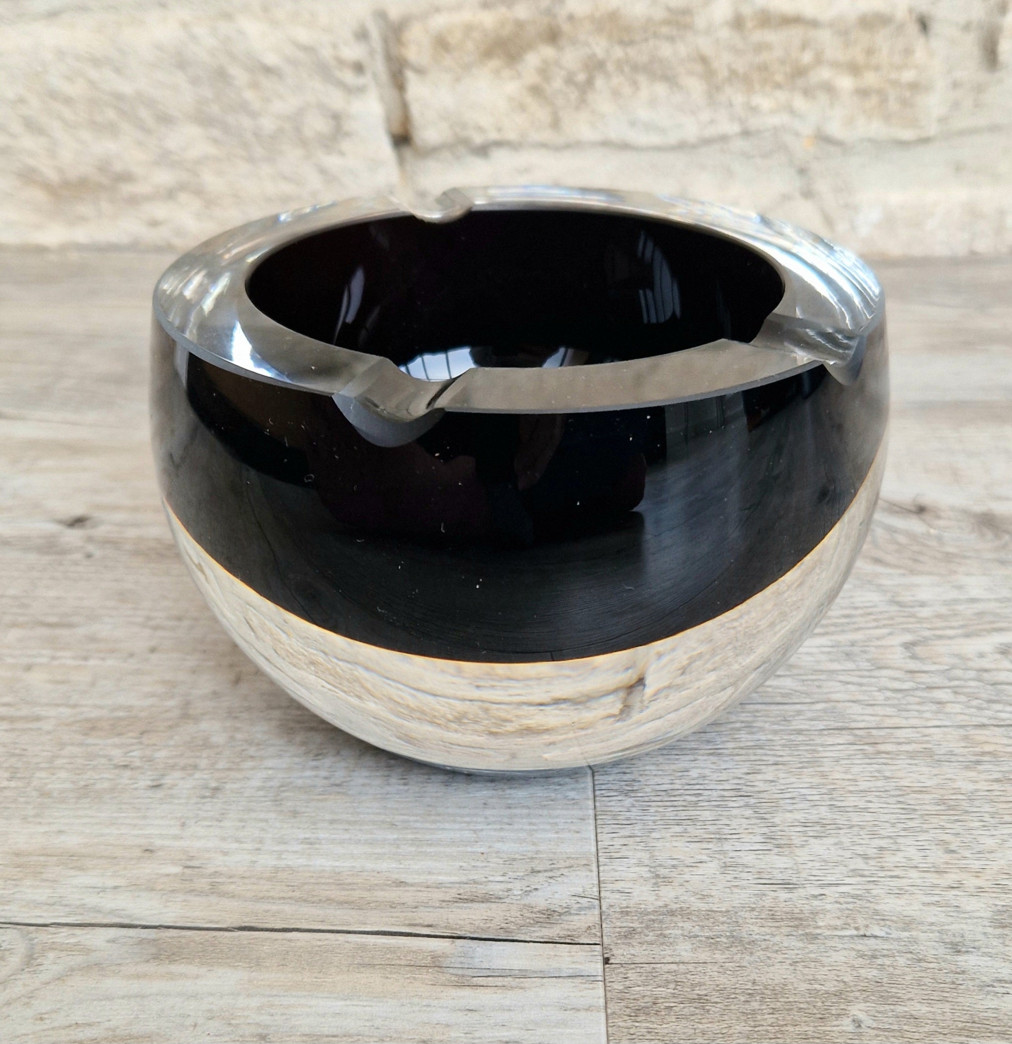 Large 1960's Vintage Antonio da Ros Murano Glass Cigar Ashtray Cenedese Black Sommerso