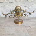 Brass Neo Classical Female Figural Pediment Mounted On Heavy Antique Paperweight