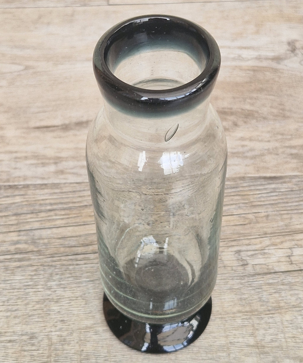 Rare Antique Regency Apothecary Jar c. 1800-1830 English Heavy Lead Crystal Specimen Glass with Fused Inky Blue-Black Rim & Foot