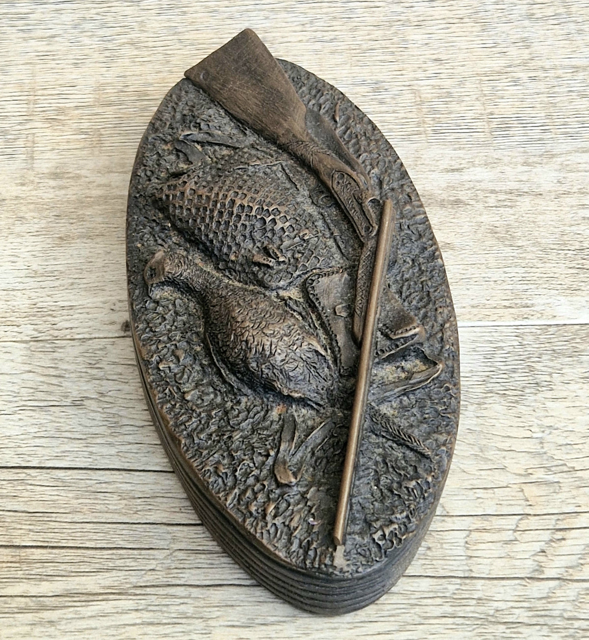 David Hughes Cold Cast Resin Paperweight Hunting Apparel Bag & Pheasant Collectors Desk Ornament.
