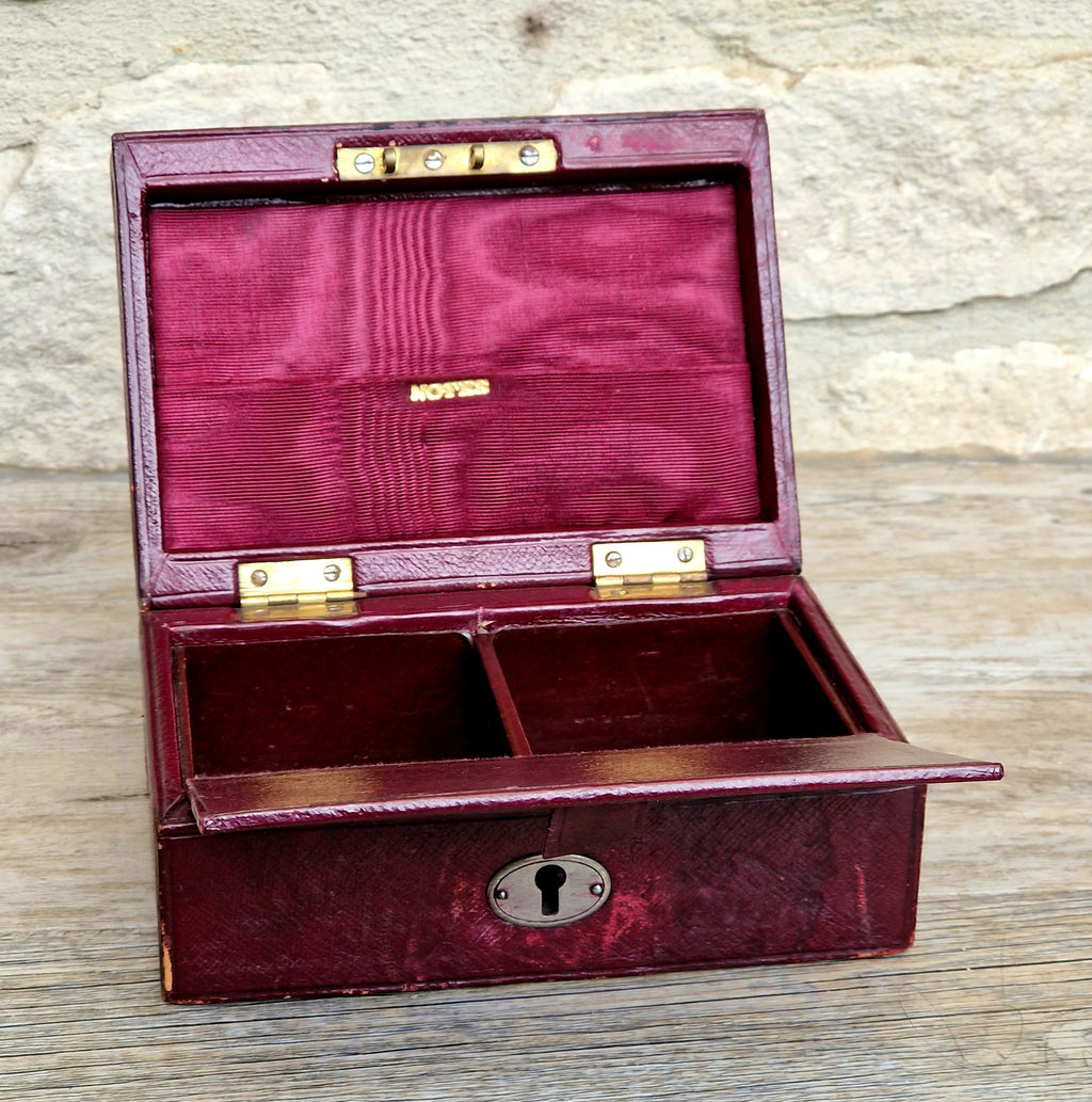 Fine Antique Victorian c.1890 Morrocan Red Leather Bullion Box Coin Box Safe