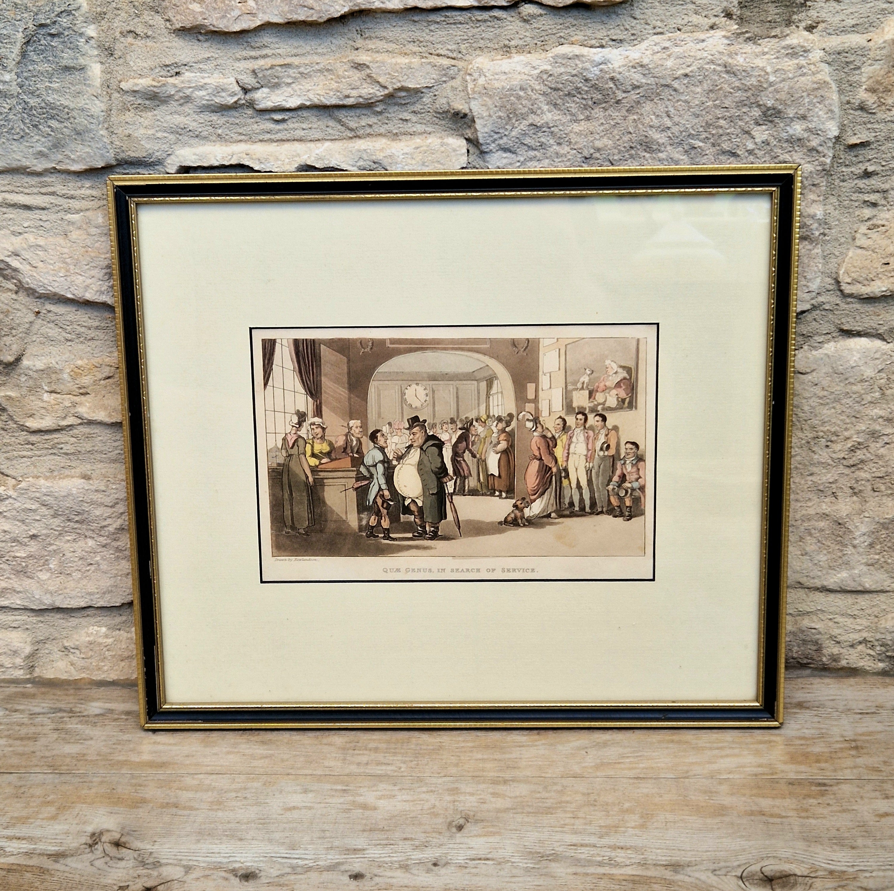 Thomas Rowlandson Lithograph Print 'Quae Genus, In Search Of Service' Framed Wall Art