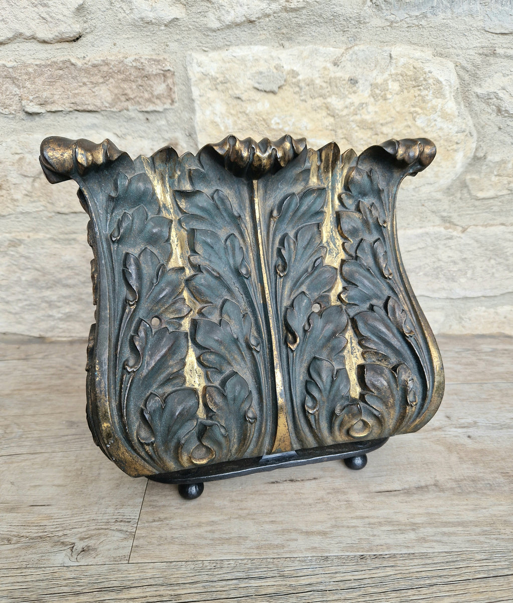Antique Cast Bronze & Wrought Iron Acanthus Leaf Rococo Book Rest Stand