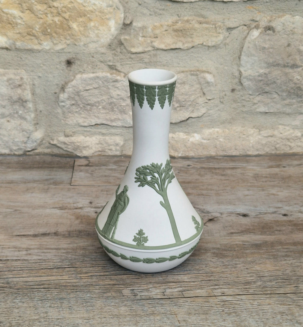 Vintage Wedgwood Jasperware Sage on White Parnassus Vase