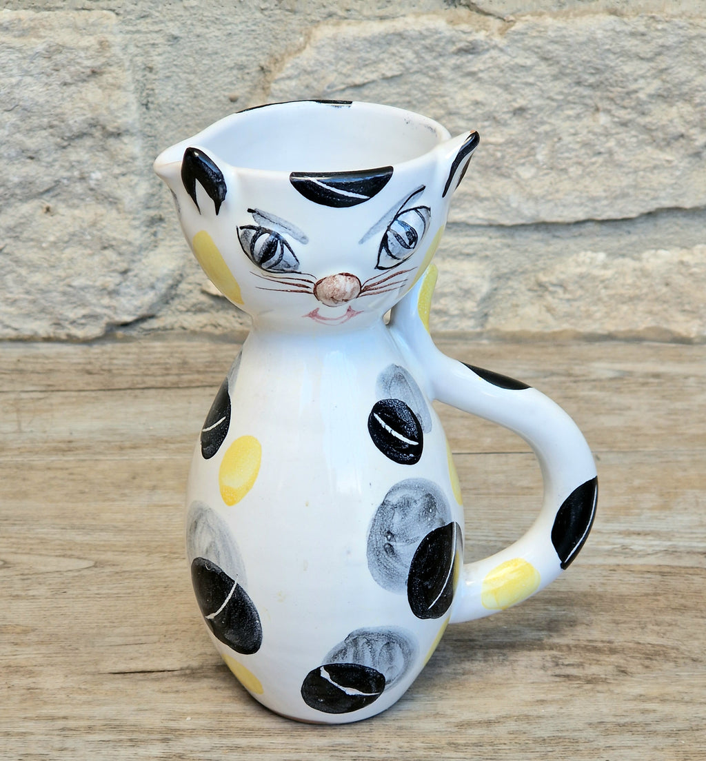 Vintage Italian Ceramic Handpainted Cat Jug 15.5cm