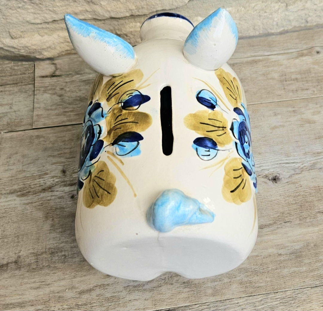 Midcentury Italian Large Pottery Pig Money Box Piggy Bank Decorative Vintage Ceramic.