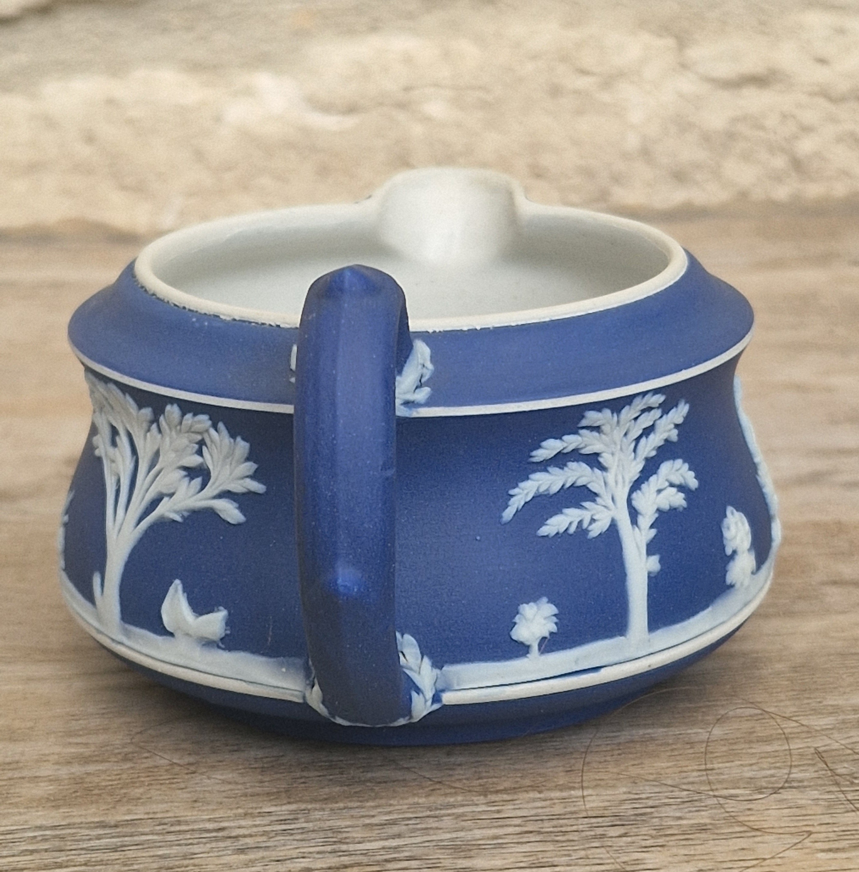 19th Century Wedgwood Jasperware Creamer Dark Blue Dipped Body with Neoclassical Cameos